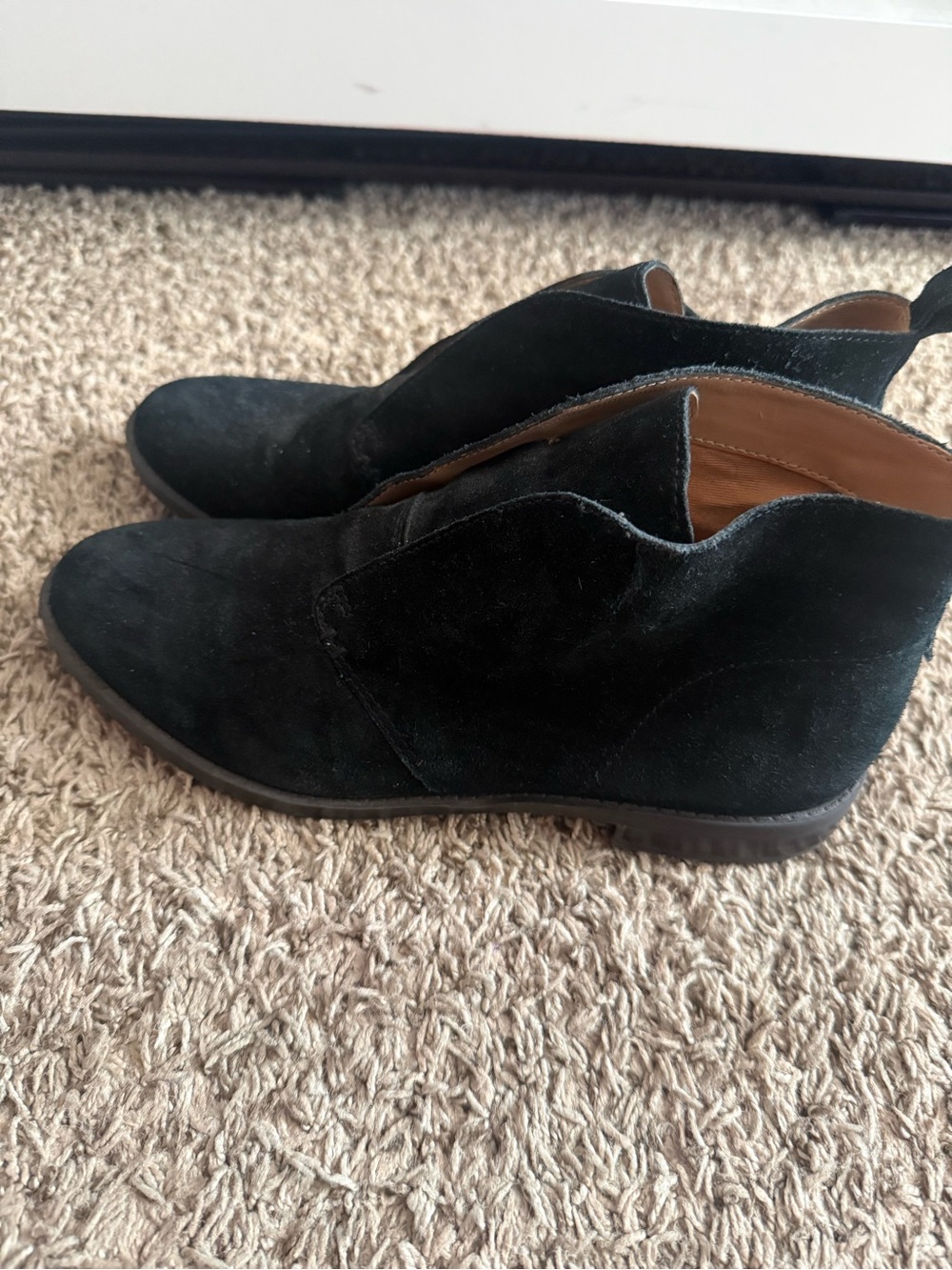 Franco Sarto Black Suede Slip-On Ankle Booties